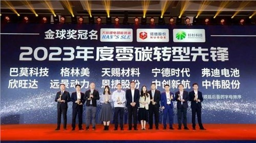 Z6尊龙时凯股份荣获“2023 高工金球奖——年度零碳转型前锋”